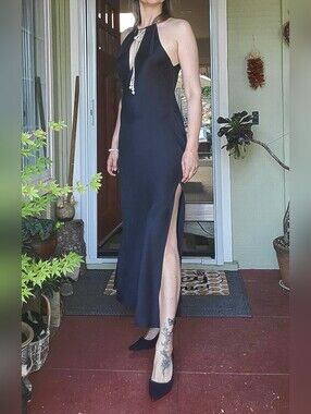 Victoria Secret Black Silk Cowl Slip Dress Size L